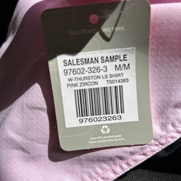 35. Pink Button Down shirt with embroidered logo on sleeve - NWT - Picture 6 of 9